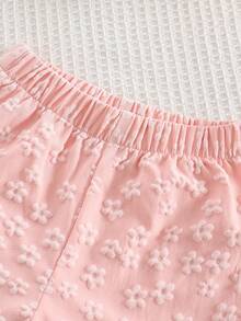 Bộ 2 món áo ba lỗ cổ tròn tay ngắn họa tiết hoa 3D dễ thương dành cho bé gái 2-5 tuổi, mùa hè - Hồng - Xem 7