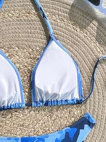 女士夏季沙滩扎染露背性感比基尼套装，含罩衫和裙子 - 彩色 - 查看 8