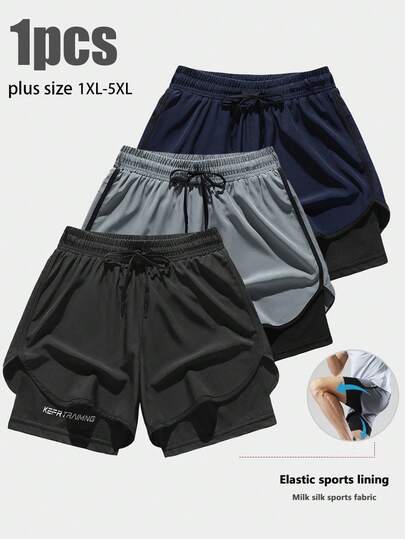 Pantalones cortos deportivos para hombres con forro de secado rápido, para entrenamiento, correr, fitness, pantalones cortos de malla ligera