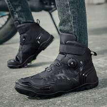 Men's Outdoor Cycling Motorcycle Racing Shoes, Breathable Bike Riding Shoes For All Seasons - Black and Gray - View 3