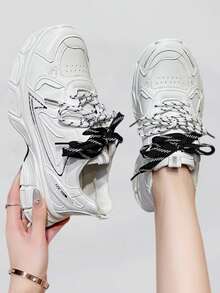 时尚百搭新款女士休闲运动厚底运动鞋 - 米色 - 查看 3