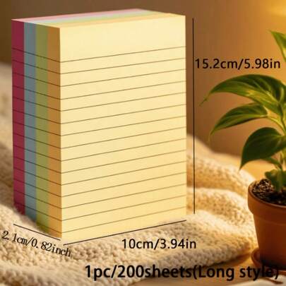 100/200张彩色带横线便签纸，便携实用，适合学生和上班族，是返校季的理想之选，也是学习用品、文具、便利贴、美观学习用品等必备单品。