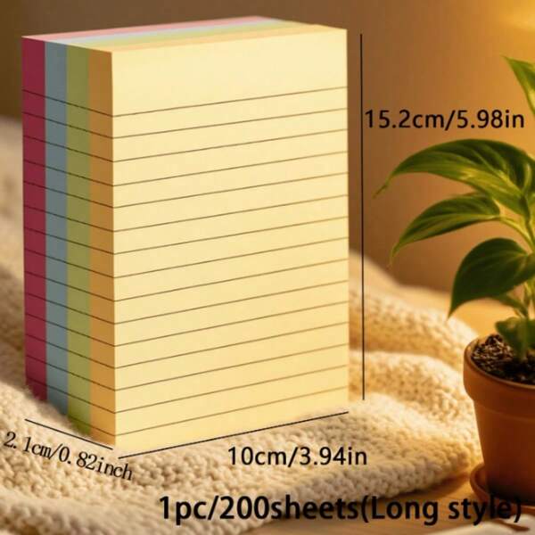 100/200张彩色带横线便签纸，便携实用，适合学生和上班族，是返校季的理想之选，也是学习用品、文具、便利贴、美观学习用品等必备单品。