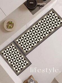 1 件装软橡胶厨房地垫，3.5 毫米厚厨房地毯，现代奢华几何装饰艺术风格吸水厨房地垫地毯，可自行裁剪以适应厨房尺寸，表面织物材质，中间海绵层，底部橡胶层，适用于厨房地毯、厨房装饰、婚礼装饰、家居装饰、浴室地垫、门垫、洗衣房地垫、走廊地毯、客厅地垫等。 - 彩色 - 查看 10