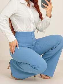 Pantalón de Vestir con Pinzas en cintura (ACAMPANADO) - Celeste - Ver 2