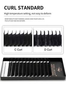 Winky Beauty 12D Curl Matte Black Velvet Eyelash Extensions, 8-15mm, Natural & Soft Automatic Fans Lashes For Professional Makeup Artists, Beauty Salons, Back To School, Halloween, Christmas, Suitable For Women, Lash Technicians, Makeup Artists - D - View 9