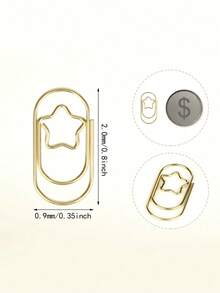 金色星形回形针，迷你金属防滑文具夹，适用于办公室、学校和家庭收纳整理，返校季必备，学习用品 - 星星型 - 查看 2