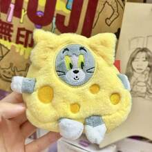 TOM AND JERRY. 官方卡通奶酪汤姆和杰瑞毛绒包包玩偶，杰瑞老鼠毛绒挂件钥匙扣玩偶，儿童礼物 - 黃色 - 查看 9