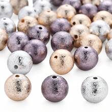 10Pcs 16mm Handmade Silvery Plated Stardust Plastic Round Ball Spacer Wrinkle Beads For Jewelry Making DIY Bracelet Phone Chain Craft Supplies