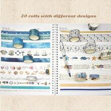 Vintage Floral Washi Tape Set - 18 Rolls Scrapbooking, Journaling, Colored Tape, And Wrapping - Decorative Tapes And Supplies Flowers And Butterflies - Retro Ocean - View 3