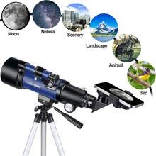 Beginners, 70mm Aperture 400mm Astronomical Refracting Telescope For Adults Students - Travel Telescopes With Tripod, Phone Adapter(Silver) - Xanh dương đại dương70400 - Xem 5