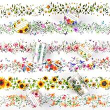 6Rolls Floral Washi Tape Set PET 40mm Wide Washi Sticker Junk Journaling Stickers Flower Scrapbook Stickers Vintage Washi Tapes Scrapbooking Supplies Decorative Tape Crafts, 6.6ft Long - Vine - View 1