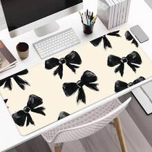 Tấm lót chuột lớn màu đen có nơ, thảm lót bàn chơi game, tấm lót bàn phím lớn, có thể giặt, đế cao su chống trượt, viền may chắc chắn, quà tặng lót chuột, tấm bảo vệ bàn làm việc, tấm lót học tập, nhiều kích cỡ, thảm bàn phím máy tính, tấm lót laptop, phụ kiện bàn làm việc văn phòng, đồ dùng văn phòng, trang trí văn phòng. - Cung đen - Xem 2