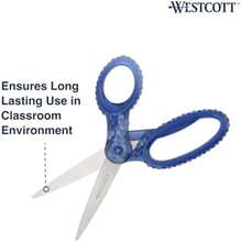 Westcott 55846 - Tijeras escolares de 7 pulgadas, multiusos, para manualidades, regreso a la escuela, suministros para el aula, rojo/gris, paquete de 2(Gema azul) - Multicolor - Ver 4