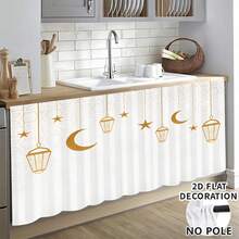 1pc Vintage Orange Lantern Pattern Design, Space-Saving Tablecloth For Kitchen, Dining Room, Ramadan & Eid Decoration, With Hanging Hole, Portable & Durable, Lightweight Material, Home Celebration Decor, Festival Lantern Pattern, Decorative Tablecloth - Multicolor - View 2