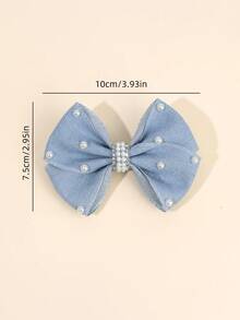 4 piezas Pinzas para el cabello de denim, pinzas para el cabello con decoración de perlas, accesorios para el cabello de niñas, pinzas de moda tipo caimán, pinzas para el cabello casual, accesorios para el cabello diarios - Multicolor - Ver 5
