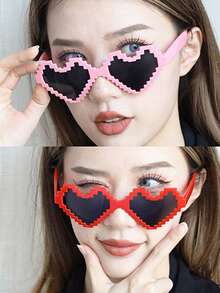 1/2 pares de gafas con forma de corazón vintage y estilo mod, para mujeres y hombres, gafas de colores transparentes con forma de corazón, tema de amor, para Gras, fiestas de verano, cumpleaños, despedida de soltera, San Valentín, accesorios para fotos, artículos para fiestas - Multicolor - Ver 3