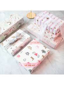 Bộ 6/12 tờ, Giấy gói quà Ngày Valentine, Giấy gói quà, Giấy gói quà sinh nhật in hình trái tim mạ vàng, Giấy gói quà - Nhiều màu - Xem 4