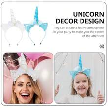 Aros Cabello Diseño de Unicornio 2 Piezas Blanco y Azul Tocado para Fiesta Infantil Diadema Decorativa CosplayConveniente y duradero,Los favoritos de los niños - Multicolor - Ver 6