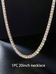 1条4毫米网球链，锌合金男士叠戴链，摇滚嘻哈风格项链，经典设计确保百搭实用，呈现无与伦比的璀璨光泽，适合作为朋友聚会、生日、派对礼物 - 時尚網球鏈 - 查看 13