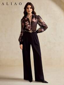 Aliao 高端印花长袖薄纱衬衫，度假风，秋季女装，纽扣衬衫，Fowy 夏季上衣 - 彩色 - 查看 6