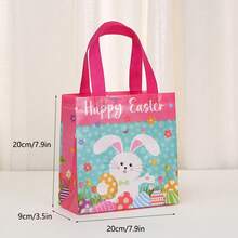 24个/12个/6个装兔子主题带提手纸袋，可重复使用无纺布袋，复活节派对用品，生日派对礼品及包装 - 彩色 - 查看 11