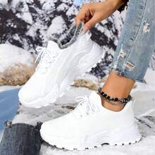 Women's Winter Traction Sneakers With Plush - Lightweight Stability Walking Shoes, -Slip Sole For Ice & Snow, Warm Casual Outdoor Footwear - White - View 5