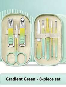 8/14 Pcs Luxury Manicure & Pedicure Set, Stainless Steel Nail Clippers, Nail Scissors, Ear Spoon, Unisex, With Travel Case, Christmas Gift - Multicolor - View 11