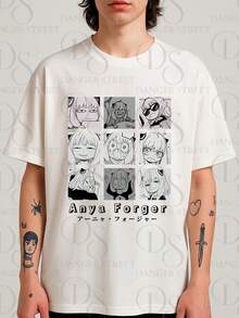 Cartoon T-Shirt, Anime Anya's Personalities Unisex 100% Cotton New Release Shipping Various Colors!! - 白色 - 查看 2