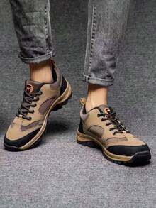 Tenis De Plataforma Marrones Cómodos Para Hombre, Tenis Casuales Negros Elegantes Y Versátiles Para Hombre, Zapatos De Punta Redonda Con Cordones, Suela Antideslizante Y Resistente Al Desgaste, Forro Cómodo, Adecuados Para Actividades Al Aire Libre, Estilo Callejero, Centros Comerciales Y Viajes. - Marrón - Ver 3