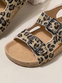 New Kids Anti-Slip Durable Soft Sole Fashionable Leopard Print Birkenstocks Style Street Beach Sandals - Khaki - View 6