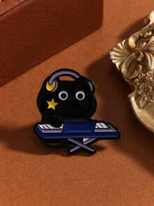 6pcs/Set Fashionable Cute Cartoon Rock Music Festival Black Cat Band Brooch Pin, Suitable For All Seasons/Parties/Gifts/Work Wear - Multicolor - View 3