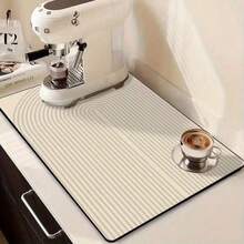 1pc Geometric Pattern, Line Style Drainage Mat, Diatomite Clay Kitchen Drain Mat, Bowl & Plate Drying Pad, Washable Bar Counter Absorbent Mat, Heat Insulation Pad, Tabletop Protector, Home Kitchen Dining Table Decor, Tableware Accessory