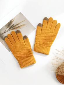 1 双/2 双女士冬季触屏毛绒衬里温暖厚实柔软舒适手套，在寒冷天气提供温暖并保持双手温暖 - 多色 - 查看 7