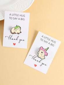 1pc Cute Rabbit Flower Enamel Brooch, Kawaii Frog, Yellow Duck, Cat Animal Brooch Lapel Pin Fashion Accessory Gift, Put Greeting Card In Pocket To Wish Your Friend - Multicolor - View 5