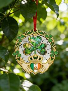 彩色亚克力三叶草装饰品，爱尔兰圣帕特里克节礼物，悬挂式阳光捕捉器，圣帕特里克节用品，爱尔兰三叶草家居装饰，节日派对礼品，派对用品 - 彩色 - 查看 6