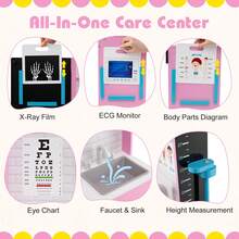 Lifezeal Play Doctor's Office With Examine Region X-Ray Film ECG Monitor Eye Chart Faucet Blue/Pink - Pink - View 4