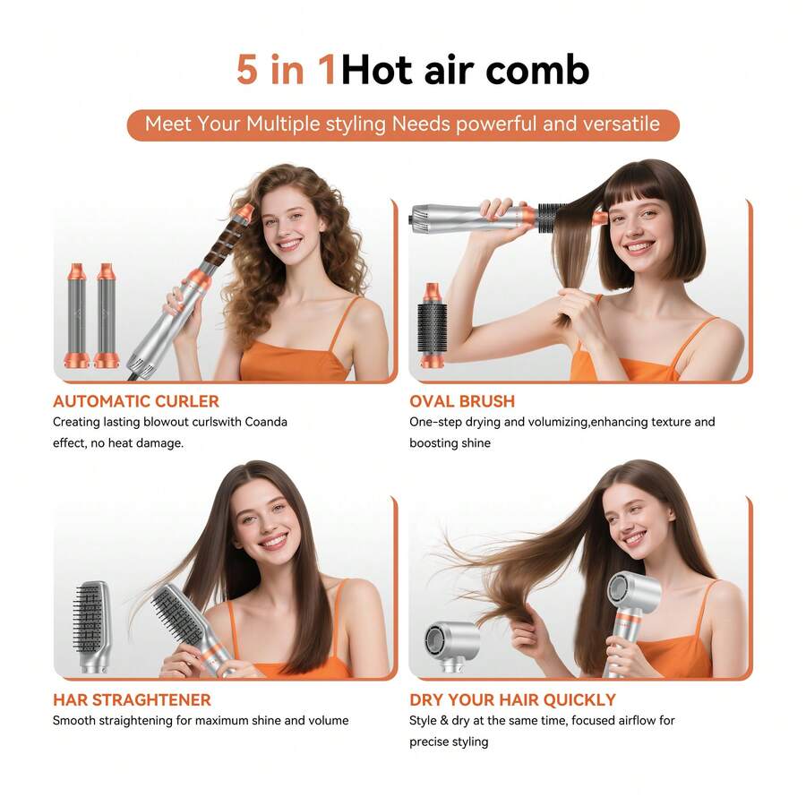 stylefi 五合一美发造型器——完美的圣诞礼物，集智能卷发棒和直发器于一体，打造亮泽健康的秀发。 - 銀色 - 查看 1