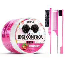 GOIPLE 4pcs Biotin-Infused Edge Control Gel Set For 24H Strong Hold With Styling Brush & Comb, Hydrating Non-Greasy Non-Flaking Formula, Instant Frizz Taming For Baby Hairs & Edges, Strawberry Scent, Easy-Use For Dreadlocks, Braids & Hairstyle Edges, Suitable For Braiding Enthusiasts, Hairstylists & Edge Control Lovers - 4pcs 粉紅色4.23oz+3把梳 - 查看 10