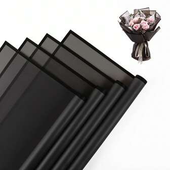 10/20/40pcs DIY Balck Semi-Transparent Flower Wrapping Paper, Solid Color Matte Bouquet Black Edge Flower Wrapping Paper, Waterproof Flower Gift Wrapping DIY Crafts, Suitable For Valentine's Day, Mother's Day, Weddings, Birthdays, Graduation, Bridal Shower Gifts, Anniversary Gift Wrapping, Gift Wrapping Paper