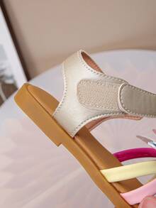 女童荷叶边蝴蝶凉鞋 - 舒适露趾平底夏季鞋