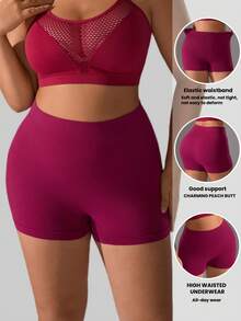 6pcs Plus Size Women's Seamless Soft Comfortable Basic Solid Color Hipster Panties, High Waist Full Coverage Shorts For Daily Wear, Yoga, Running, Fitness - Multicolor - View 2