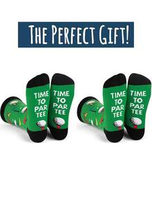 1/2 Pair Men's Funny Golf Pattern Mid-Calf Socks, Suitable As Interesting Gifts For Golfers, Unisex Size, Great For Birthdays Or Small Presents - Multicolor - View 9