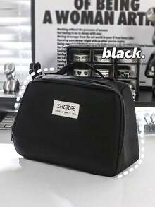 1pc Large Capacity Pencil Case Simple Japanese Style Pencil Case Multifunctional Storage Bag Women's Cosmetic Bag Washing Bag Student Stationery Bag,Pencil Pouch,School Bag - 彩色 - 查看 8