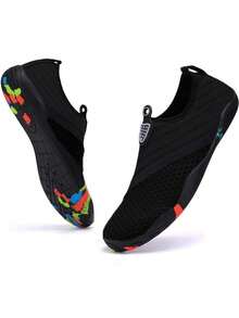 男女同款水鞋、沙滩鞋、袜式鞋、户外运动鞋、轻便冲浪鞋、游泳鞋、皮划艇鞋和潜水鞋，适合室内外穿着，舒适柔软，耐磨透气。 - 黑色 - 查看 5