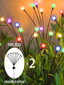 太阳能花园灯 - 全新升级太阳能摇曳灯，6/8/10LED 风摇灯，太阳能户外灯，庭院露台小路装饰，高柔韧性铁丝和重型灯泡底座，暖白色