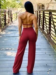 YEOREO Workout Leggings Womens No Front Seam Straight Leggings 31.5" High Waist Buttery Eddiy Gym Yoga Pants - 安可拉紅 - 查看 2