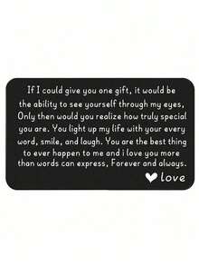 1pc Gift I Love You, Wallet Insert Card, Men's Wedding Anniversary Engagement Gift, Couple Husband Birthday Gift - Black - View 2