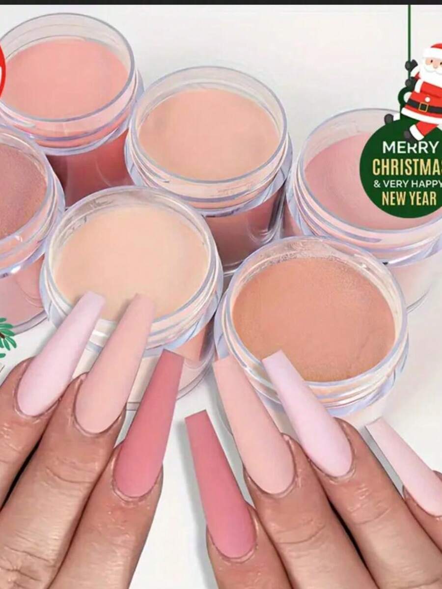 10克 x 6盒装亚克力粉套装：专业亚克力美甲粉，包含蜜桃色、玫瑰色、裸色、棕/裸色系/粉色系，超细亚克力粉，适用于美甲延长、3D美甲，速干，美甲沙龙品质