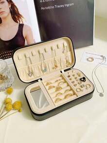 Large-Capacity Luxury Leather Double-Layer Jewelry Storage Box With Layered Design. Suitable For Women/Girls, It Can Store Earrings, Necklaces, Rings, And Bracelets. It Is The Perfect Gift For Mothers/Wives/Valentine's Day Or For Classmates And Best Friends During Back-To-School Season. - Multicolor - View 10